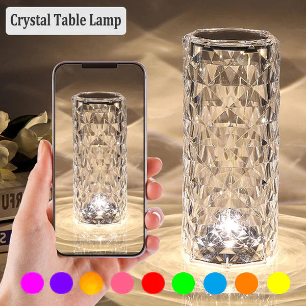 LED Crystal Table Lamp – Elegant Night Light with Adjustable Brightness, Modern Design for Living Room, Bedroom & Home Décor