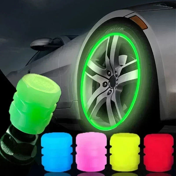 Car & Motorcycle Tire Electric Luminous Valve Caps – LED Light-Up Valve Stem Caps for Nighttime Visibility and Safety