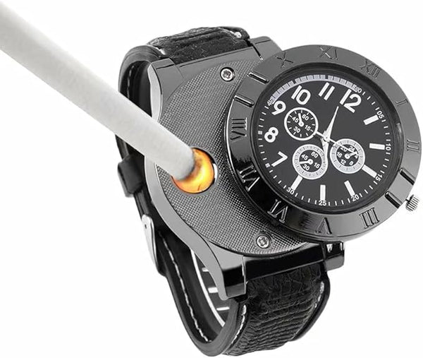 New Military USB Lighter Watch for Men – Waterproof, Windproof LED Watch with Built-in Electric Lighter and Dual Functionality