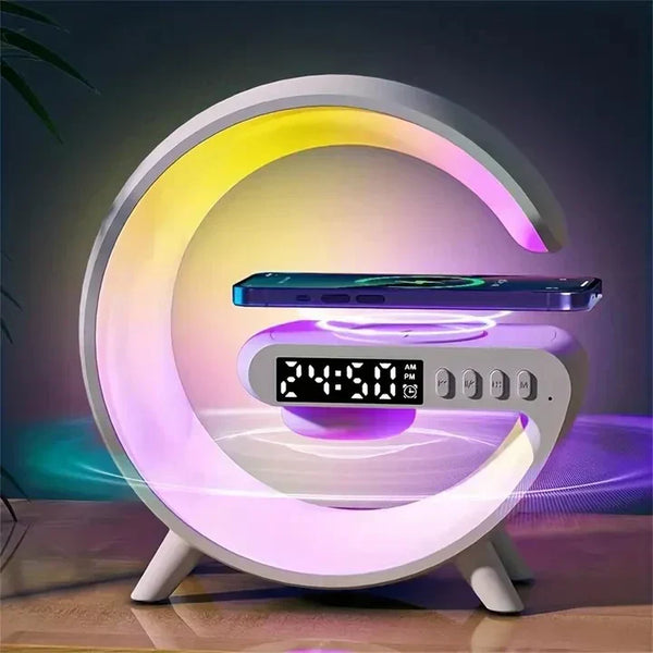 LED Wireless Charger Speaker – Bluetooth Speaker with LED Lights and Fast Charging for Phones, Compact Design for Home & Office